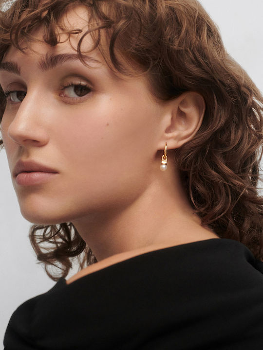 Earrings Hoops made of Silver Gold Plated with Stones