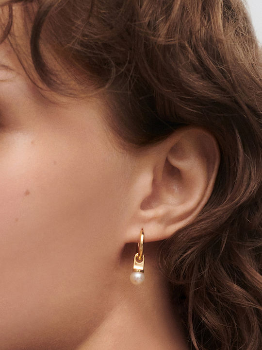 Earrings Hoops made of Silver Gold Plated with Stones