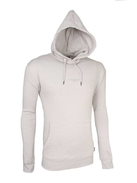 Double Men's Sweatshirt with Hood and Pockets Ecru