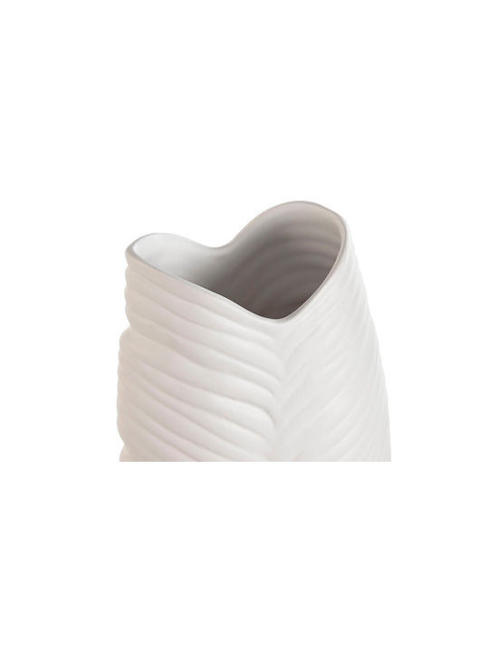 Home Esprit White Clay Tropical Leaf Plant Vase 21 X 10 X 50 Cm