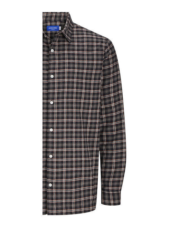 Jack & Jones Men's Shirt Long Sleeve Flannel Checked CAFE