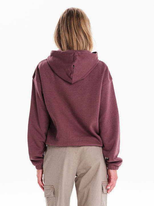 Cropped Women's Sweatshirt Hooded Purple