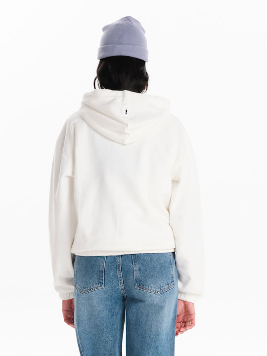 Cropped Women's Sweatshirt Hooded White