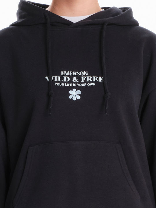 Gekürzt Damen Sweatshirt Kapuzen Schwarz