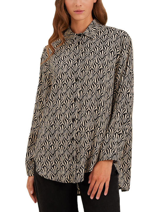 Namaste Women's Long Sleeve Shirt Black-beige