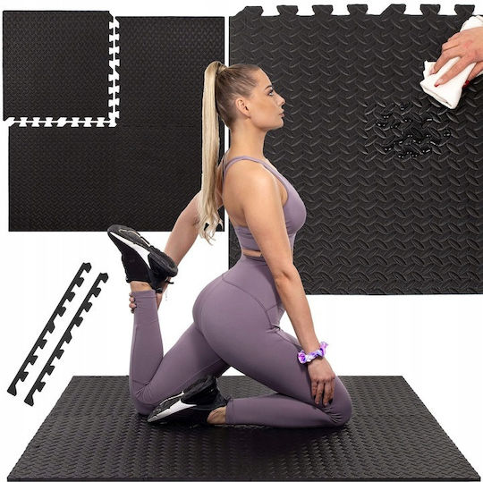 Podele Puzzle de Gimnastică Negre 60x60cm 4buc