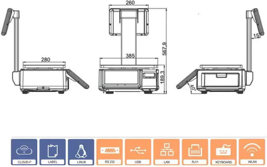 T-Scale Pa 10b Einzelhandelswaage mit einer Wiegekapazität von 30kg und einer Unterteilung von 10gr