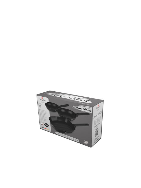 Berlinger Haus Aluminum Matte Black Pans Set with Non-stick Interior Coating 3 Pieces