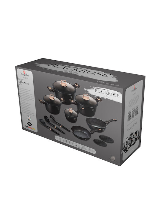 Berlinger Haus Black Rose Collection Σετ Μαγειρικά Σκεύη από Αλουμίνιο με Αντικολλητική Επίστρωση 15τμχ