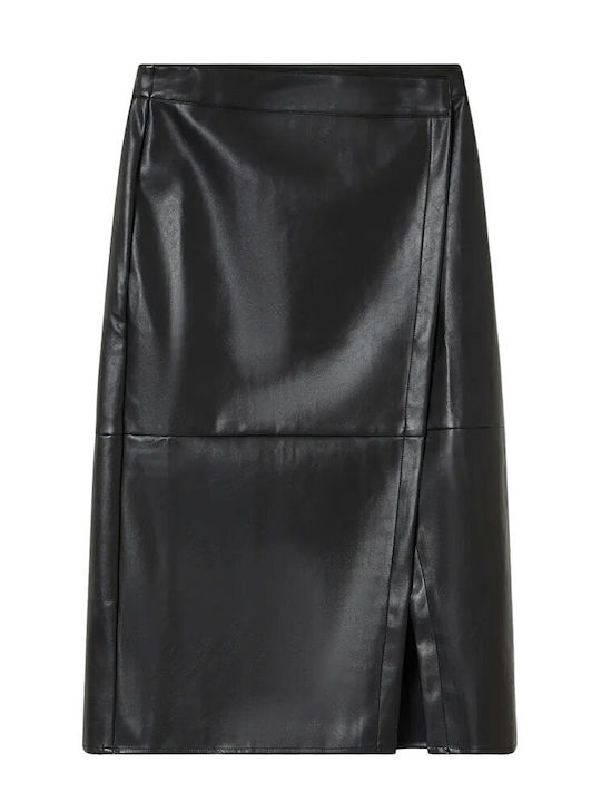 Δερμάτινη Midi Φούστα Black