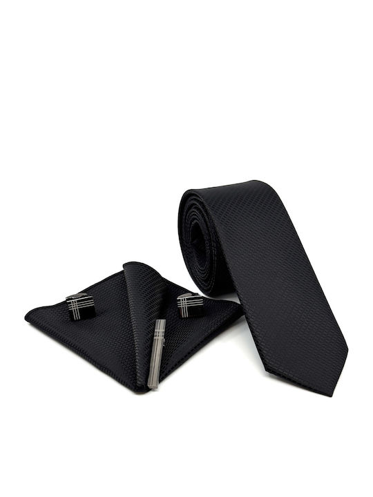Legend Accessories Σετ Ανδρικής Γραβάτας σε Μαύρο Χρώμα