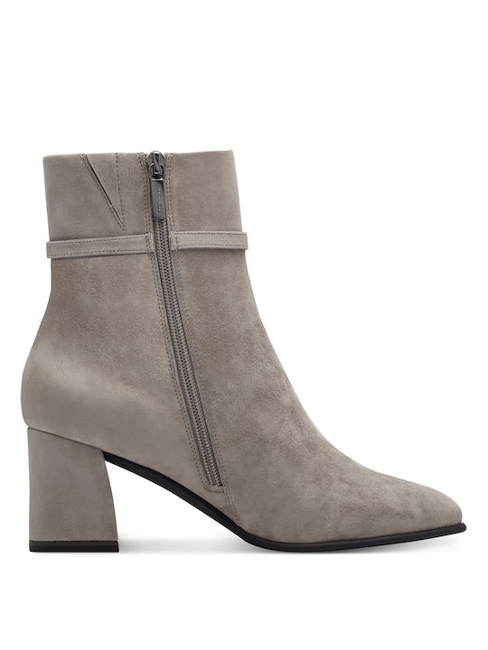 Tamaris Leather Women's Ankle Boots with Medium Heel Gray