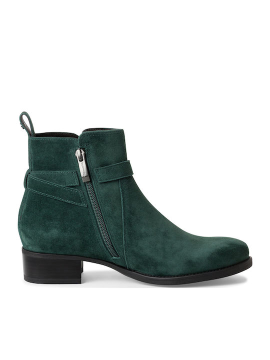 Leder Stiefeletten Damen Grün