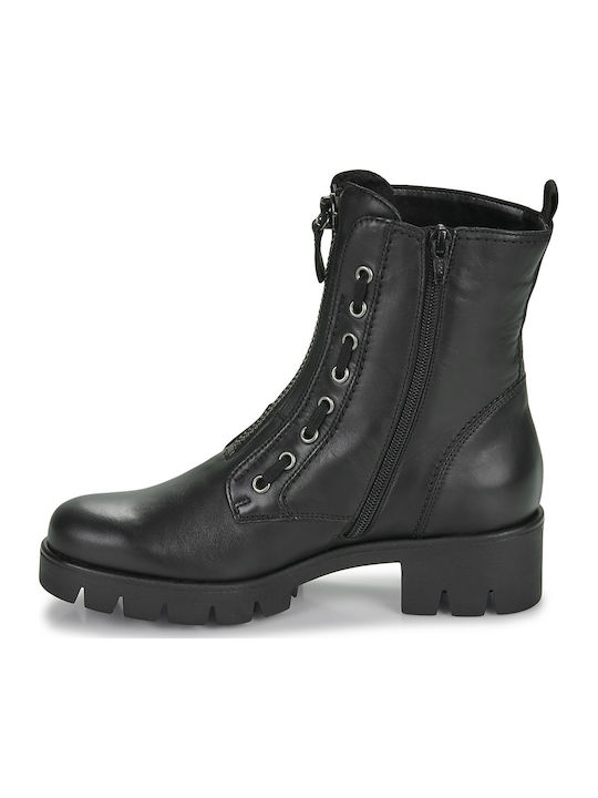 Leder Stiefeletten Damen Schwarz
