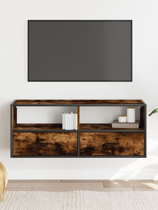 TV Stand from Metal & Wood Smoky Oak L100xW31xH39.5cm