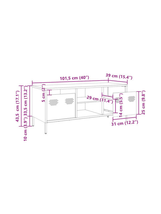 TV-Ständer Metall Senfgelb M101.5xP39xH43.5cm