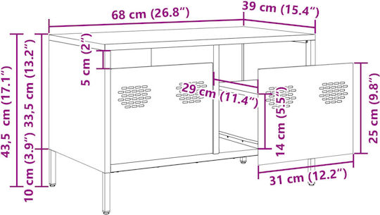 Έπιπλο Τηλεόρασης Μεταλλικό Λαδί Μ68xΠ39xΥ43.5cm