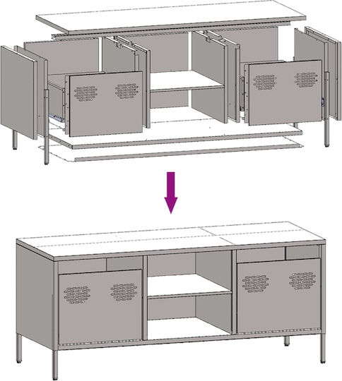 Metal TV Stand Black M101.5xD39xH43.5cm