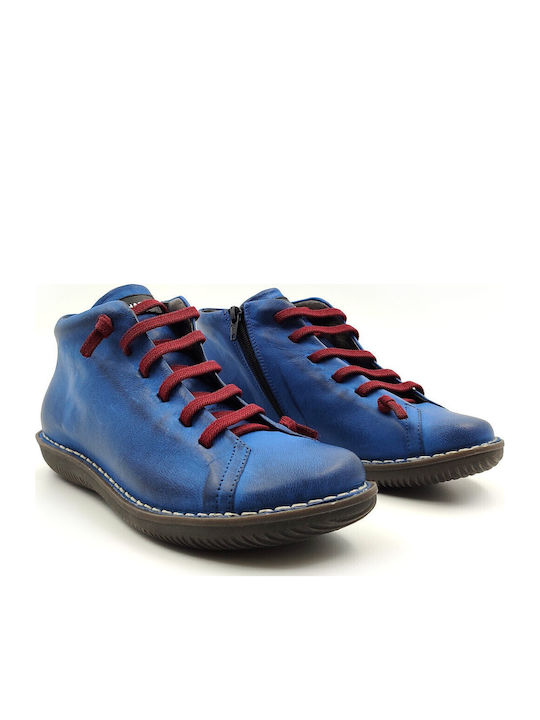 Leather Women's Ankle Boots Blue