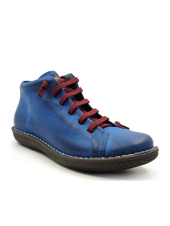 Leather Women's Ankle Boots Blue