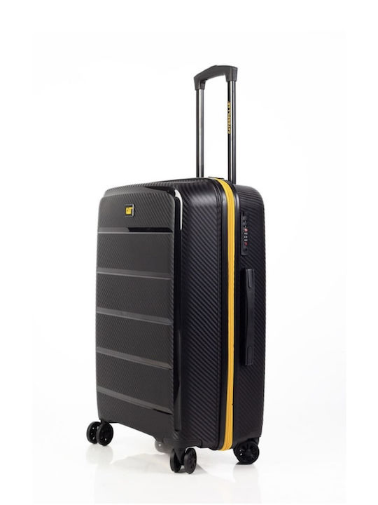 CAT Nested Medium Travel Suitcase Hard Black with 4 Wheels Height 60cm 84379-01