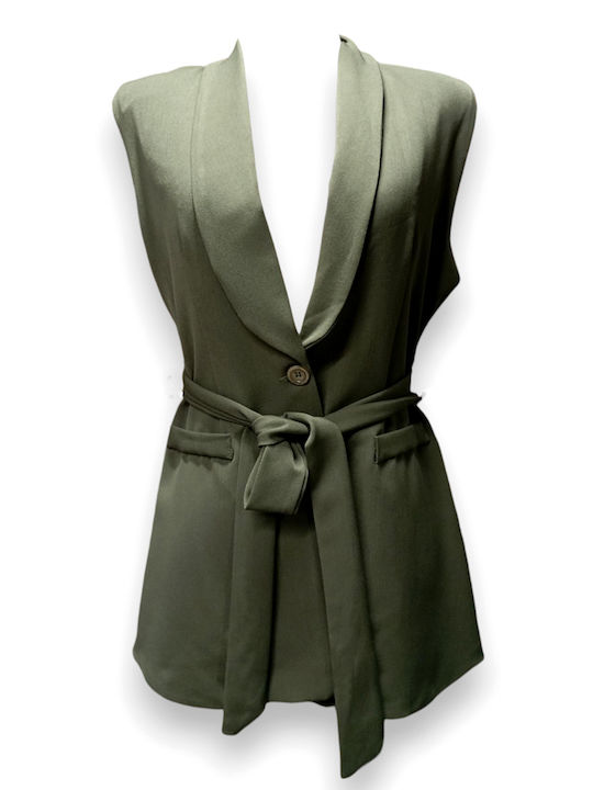 Women's Khaki Set with Trousers with Elastic in Straight Line