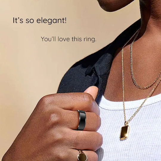 Techsuit R06 Smart Ring 18mm με Παλμογράφο Μαύρο