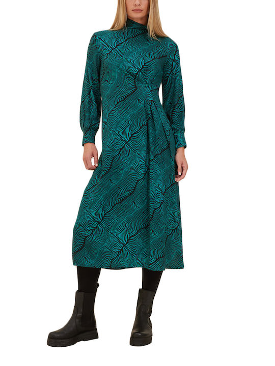 Namaste Midi Kleid Drapiert Black-Green