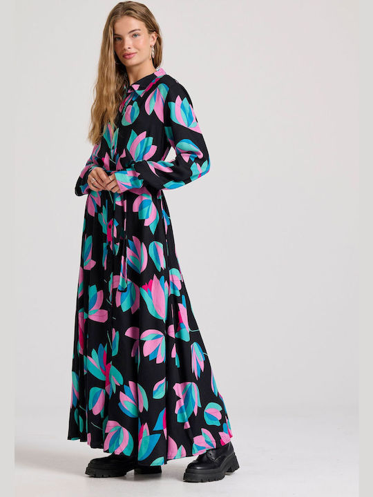 Funky Buddha Maxi Shirt Dress Dress Green