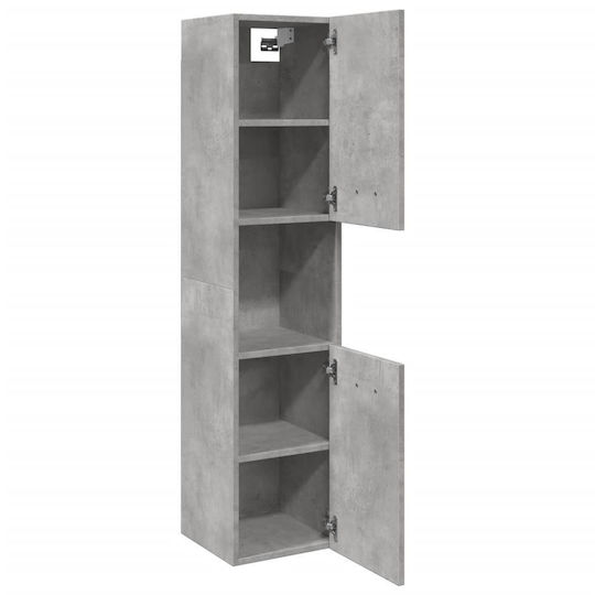 vidaXL Wall Hung Cabinet Bathroom Column Cabinet L30xD30xH130cm Gray