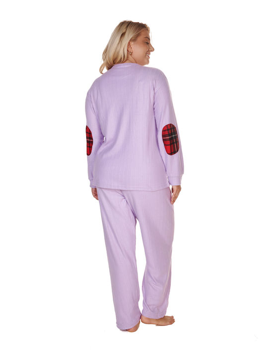 Comfort Winter Damen Pyjama-Set Lila Plus Size