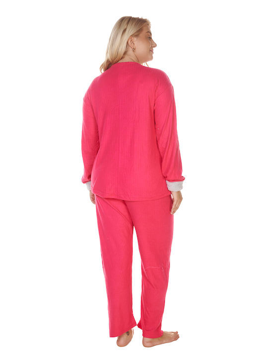 Comfort Winter Damen Pyjama-Set Fuchsia Plus Size