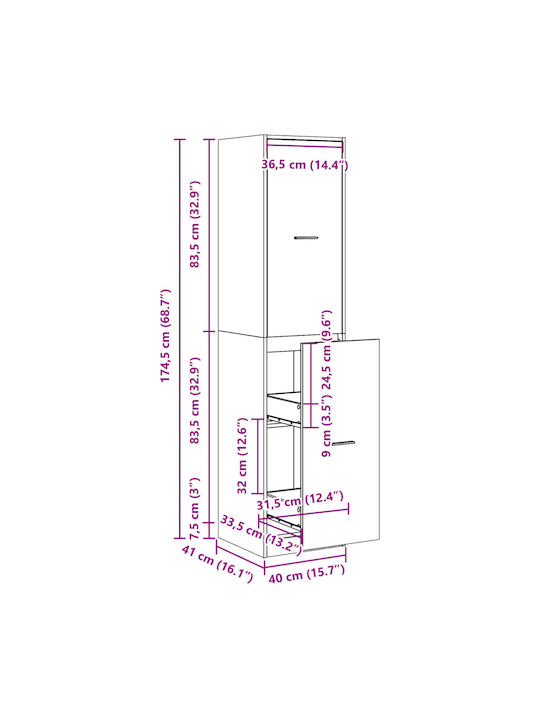 Schublade Büro Coffee 40x41x174.5cm