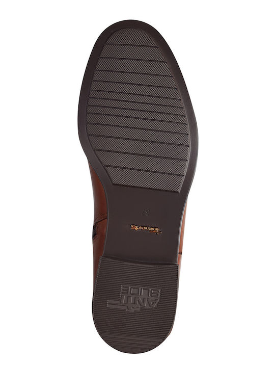 Leather Women's Boots with Zipper / Rubber Brown