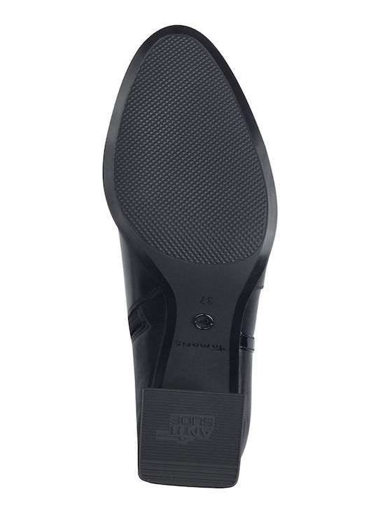 Leder Damenstiefel mit hohem Absatz Schwarz