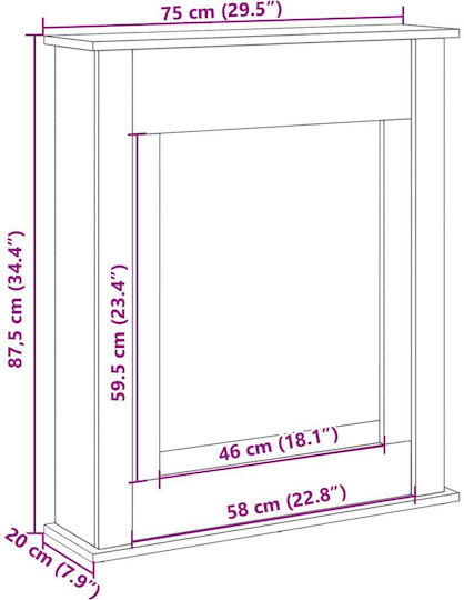 vidaXL Wooden Fireplace Mantel 75x87.5cm