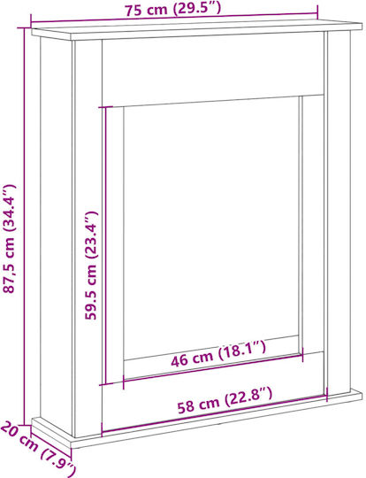 vidaXL Ξύλινη Πρόσοψη Τζακιού 75x87.5cm