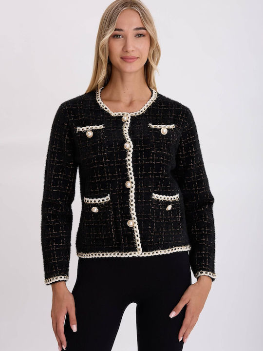 MyCesare Women's Knitted Cardigan with Buttons Black