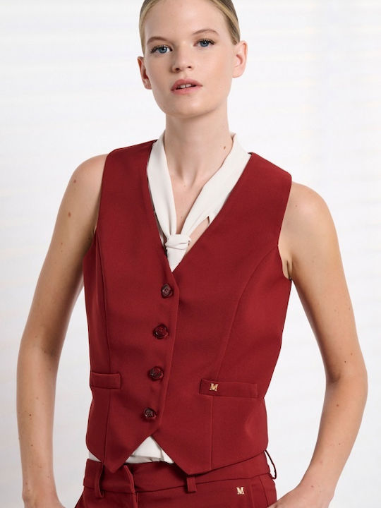 Matis Fashion Women's Vest with Buttons Burgundy