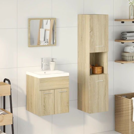 vidaXL Bench with Washbasin, Mirror & Column L42xW18xH39cm Oaks