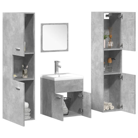 vidaXL Waschtisch mit Waschbecken, Spiegel & Säule L42xB18xH39cm Grey Concrete