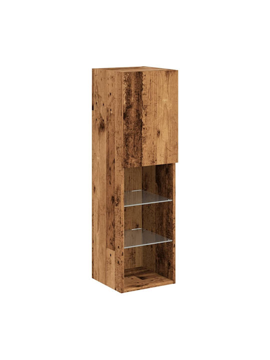 Wand Wohnzimmer Vitrine aus Spanplatte mit Glas & Beleuchtung Coffee 30.5x30x102cm