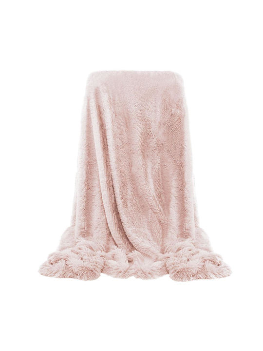 Pelzige Doppelbettdecke 200x220cm Rosa