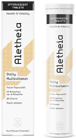 Aletheia Daily Multivitamin Πολυβιταμίνη Γεύση Πορτοκάλι 20 Αναβράζοντα Δισκία & Vitamic C 1000mg Γεύση Blueberry-Raspberry 20 Αναβράζοντα Δισκία για Ενίσχυση του Ανοσοποιητικού 1000mg