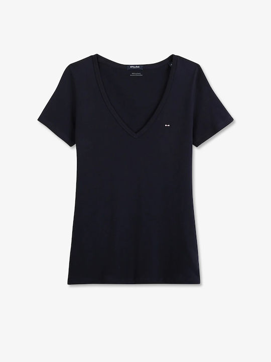 Eden Park Damen T-shirt mit V-Ausschnitt Dark Blue