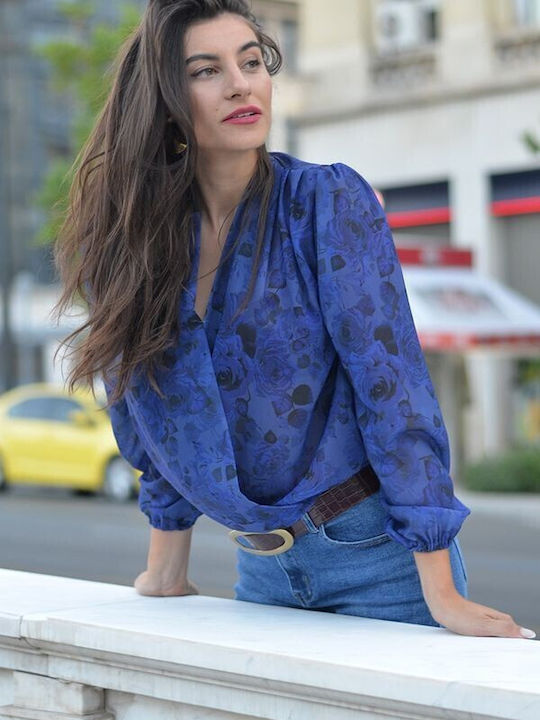 Tweet With Love Women's Blouse Floral Blue