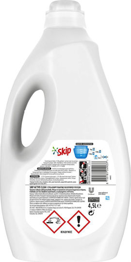 Skip Active Clean Υγρό Απορρυπαντικό για Χρωματιστά Ρούχα 4.5lt (90 Μεζούρες)