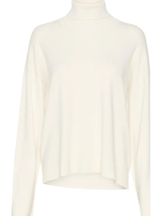 Damen Pullover Rollkragen Ecru