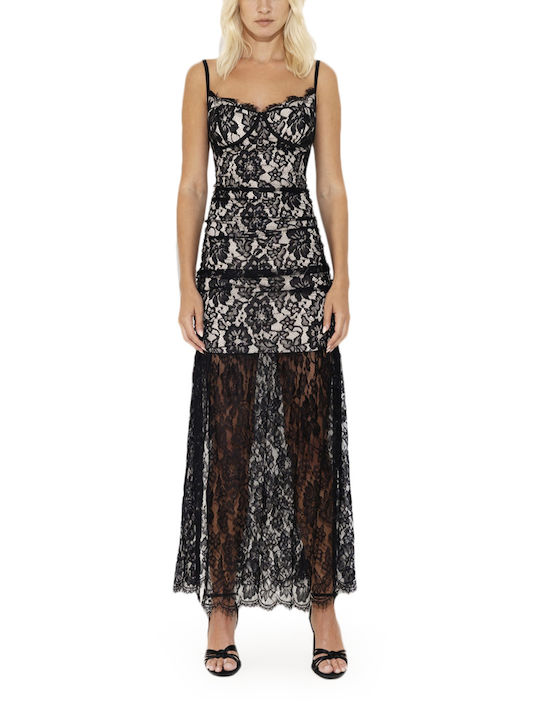 Dolce Domenica Maxi Dress Ecru-black