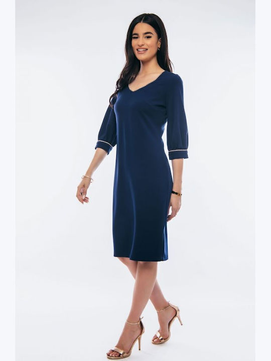 Midi Dress for Wedding - Christening Navy Blue Lace